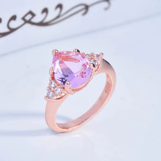 Radiant Dream Pink Rhinestone Drop Ring