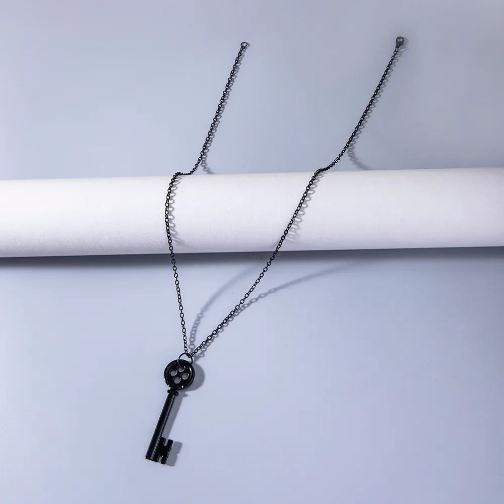 Midnight Geometry Black-Plated Key Necklace