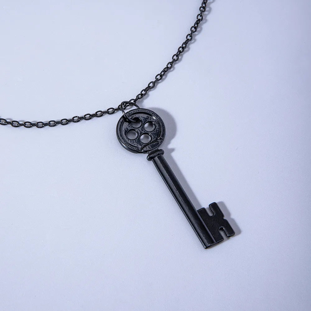 Midnight Geometry Black-Plated Key Necklace